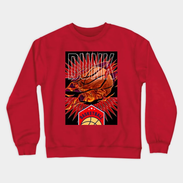 Basketball Dunk Crewneck Sweatshirt by Rene Martin